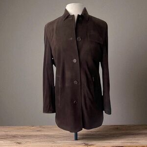 FACONNABLE BROWN GOAT SKIN LEATHER SUEDE JACKET SIZE XS